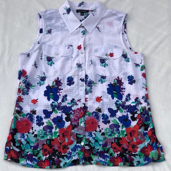 NOTATIONS Sleeveless Button Down Top - Picture 9 of 11